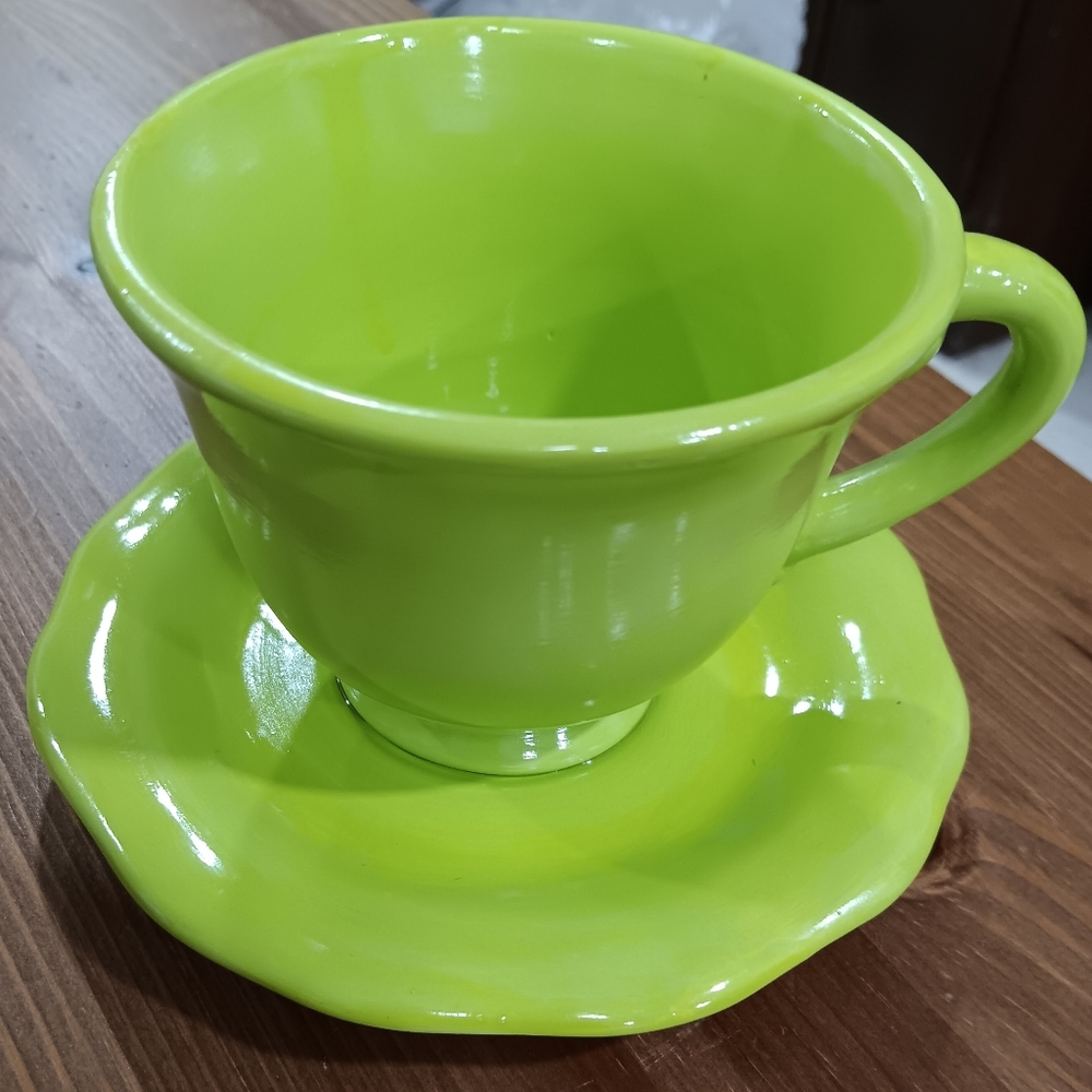 Ceramic Cup and Saucer Planter  EUC